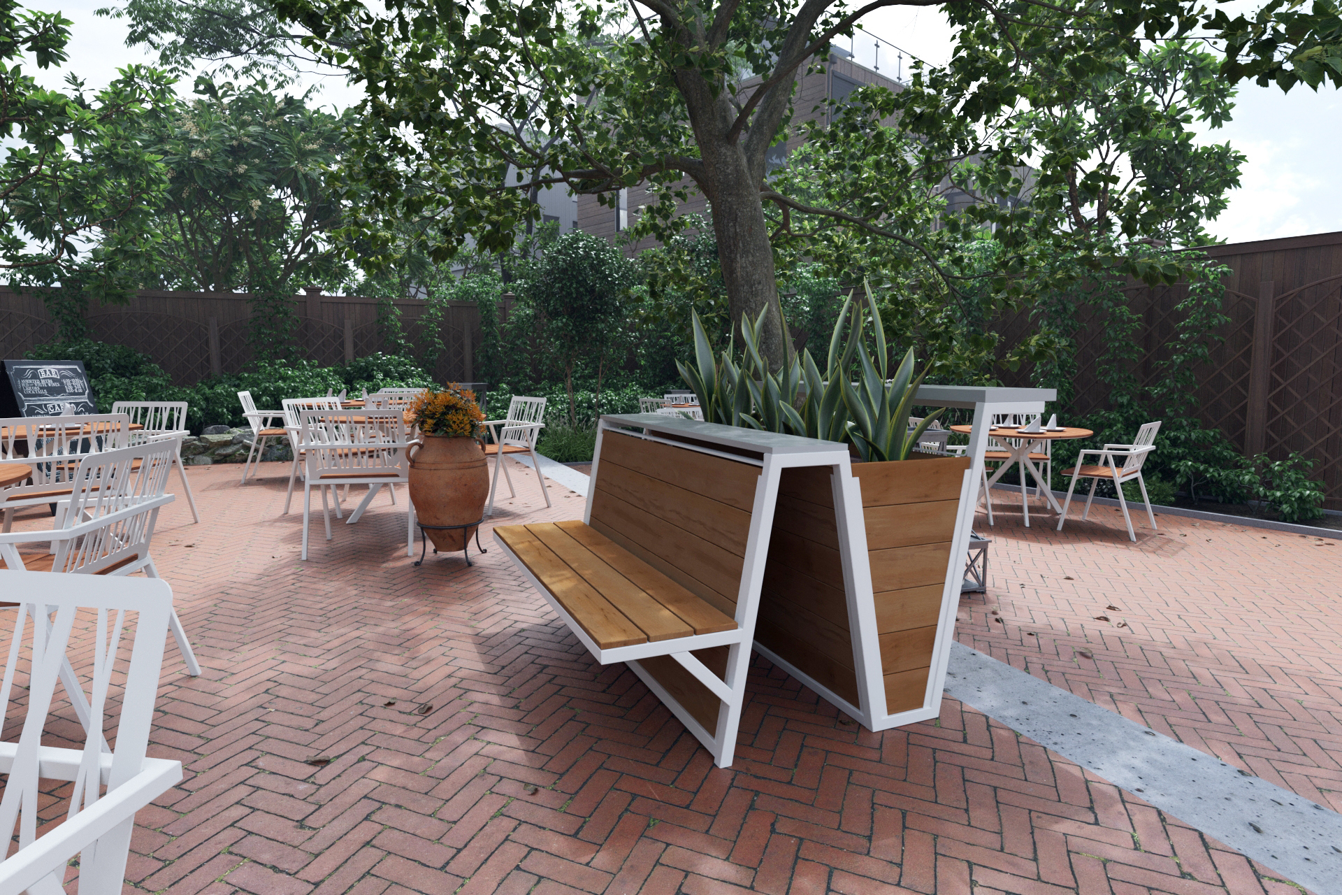 patio planter with bench modern design
