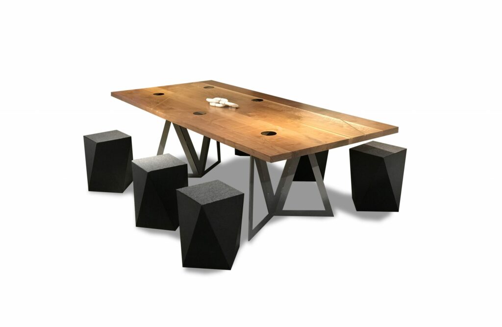 modern conference table with stools