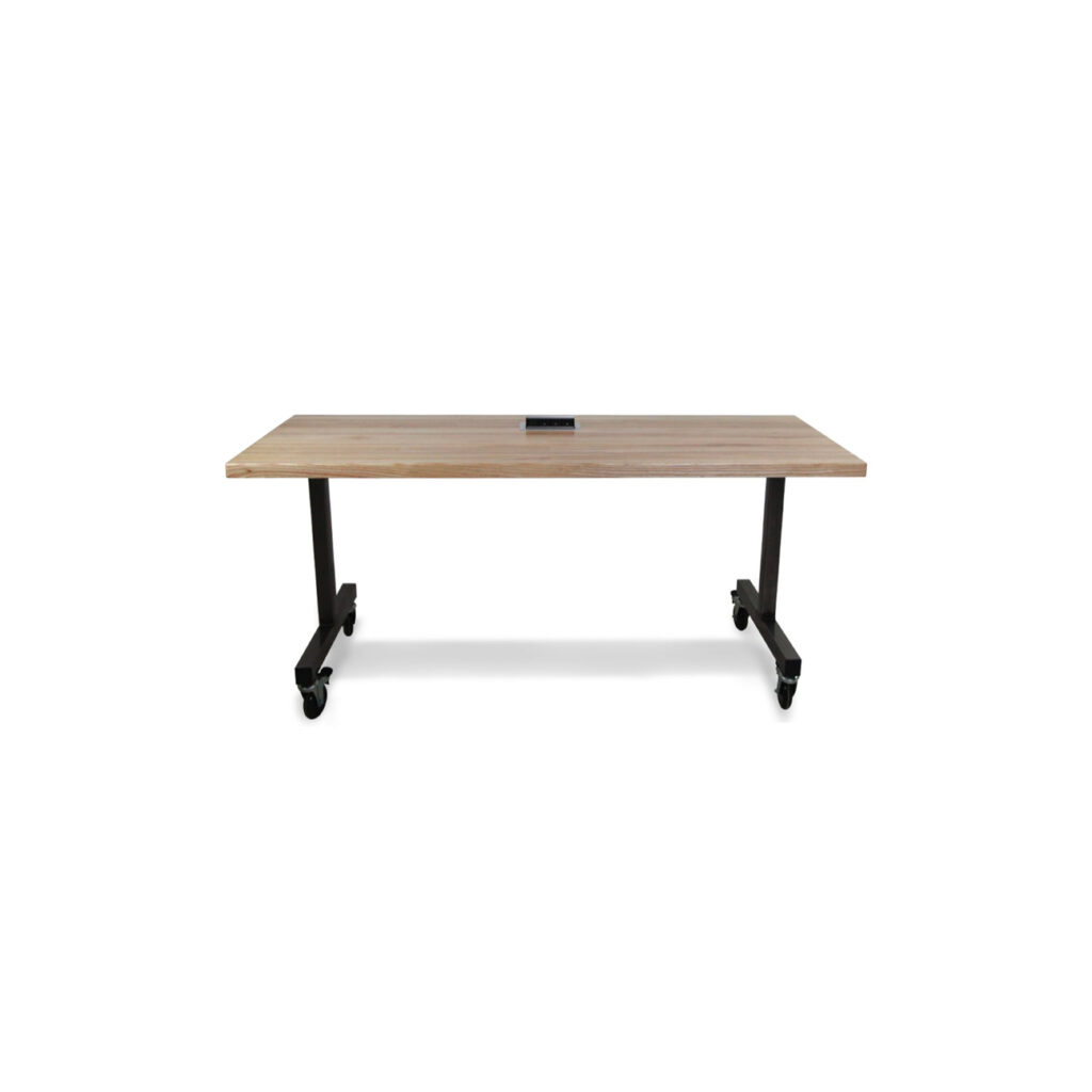 flip top table with power on casters