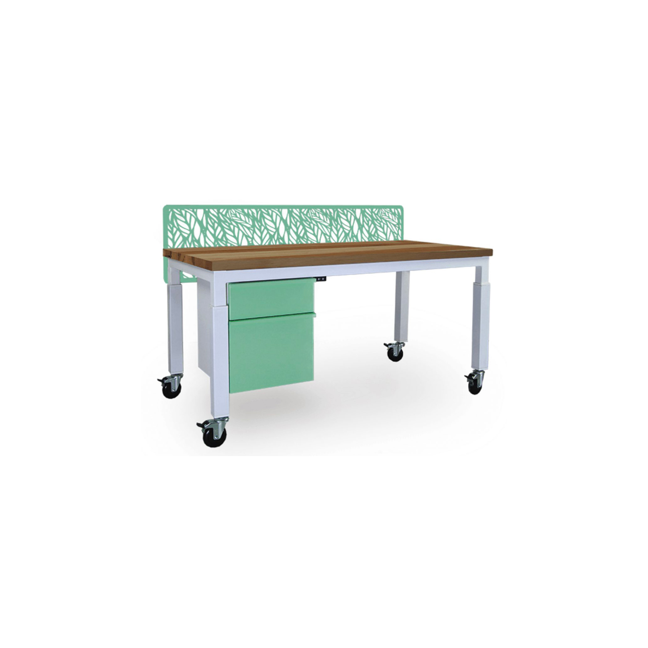 mobile desk with customizable finishes and storage