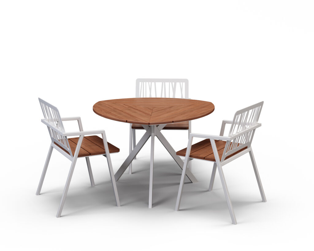 outdoor patio triangle table with chairs