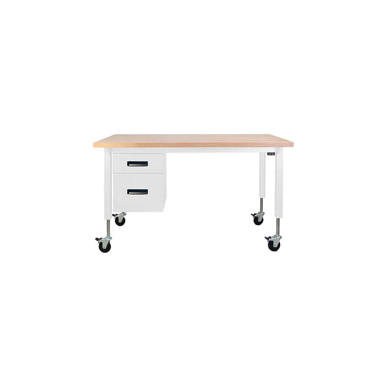 Weldmarx desk with built-in height adjustable worksurface