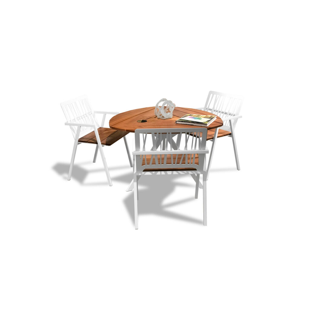 round outdoor table with chairs