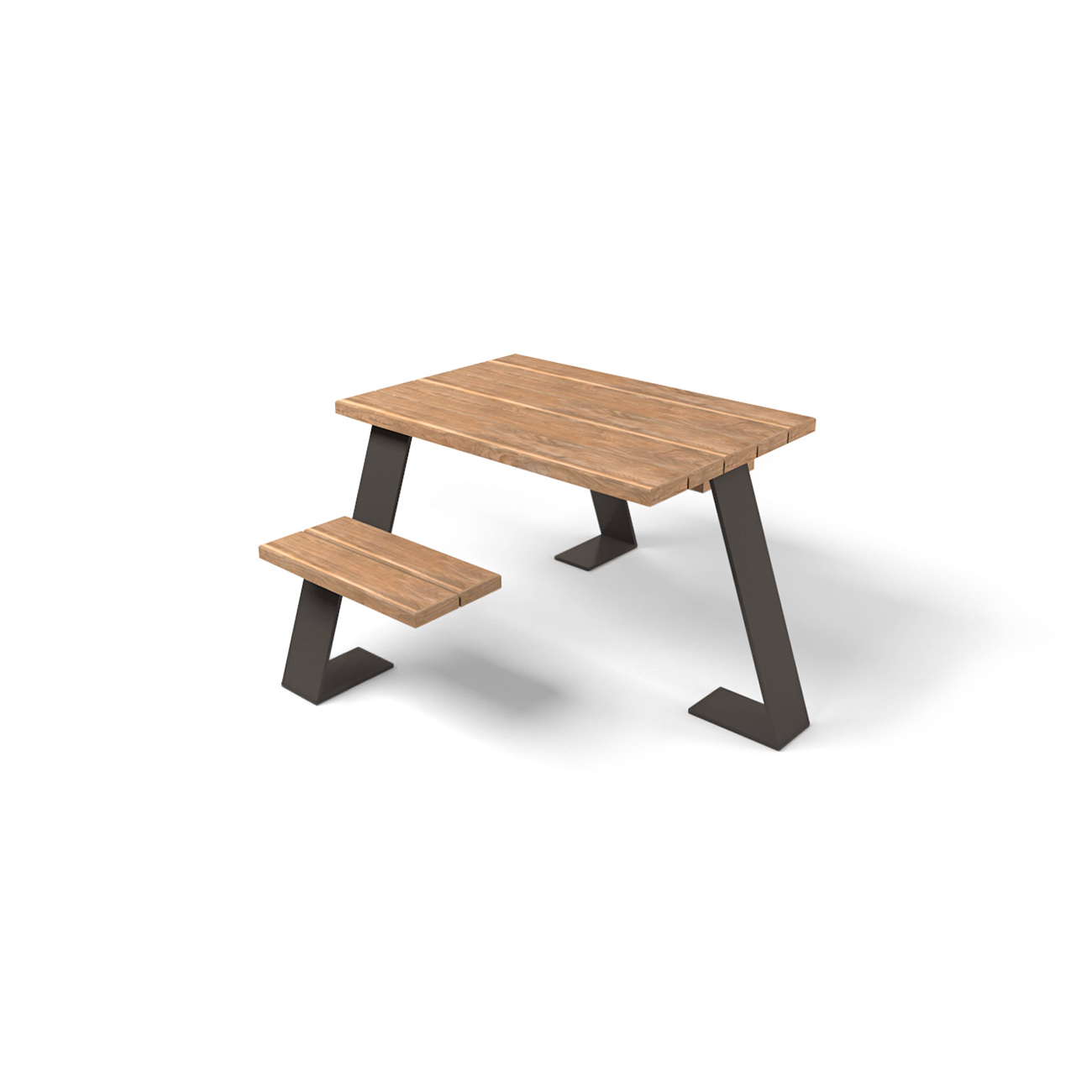 ADA-compliant outdoor table with an integrated bench