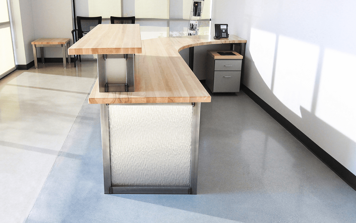 custom industrial reception desk